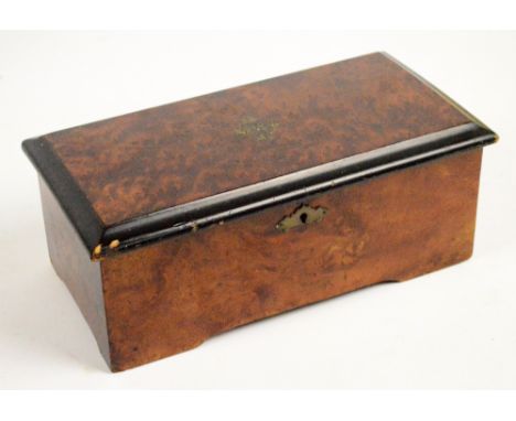 A 19th century Swiss cylinder mechanical music box playing four airs, the hinged lid with original tune sheet to underside, l