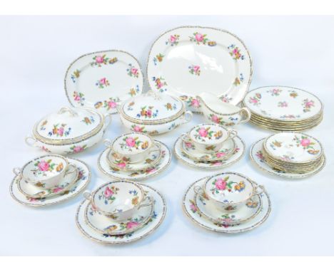A quantity of Aynsley floral decorated dinner ware. CONDITION REPORT: Crazing and rubbing throughout. some cups and saucers a