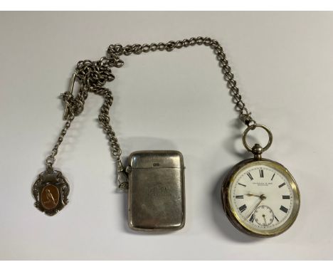 A Victorian silver open face pocket watch, Fattorini &amp; Sons, white enamel dial, Roman numerals, subsidiary seconds dial, 