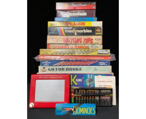 Games - assorted mid-20th century boxed games, including Ker Plunk, Spirograph, Battling Tops, Mad Marbles, Junior Scrabble, 