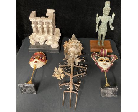 Interior Decoration - a Grand Tour style resin model, of the Caryatid Porch, Erechtheion, rectangular wooden base, 32.5cm hig