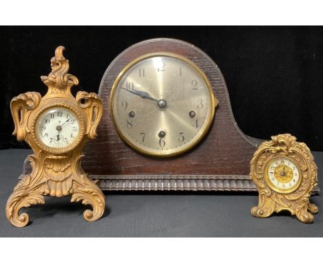 A mid 20th century Napoleon hat mantel clock; other clocks (3) 