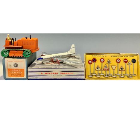 A Dinky Supertoys, Bristol Britannia Airliner, Canadian Pacific, number 998, boxed; a set of International Road Signs, number