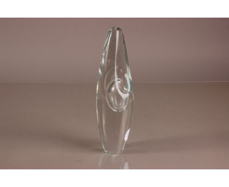 A c1970s Littala glass sculpture designed by Timo Sarpaneva, ref. 3568, Orchid Art Piece, 27.5cm high 