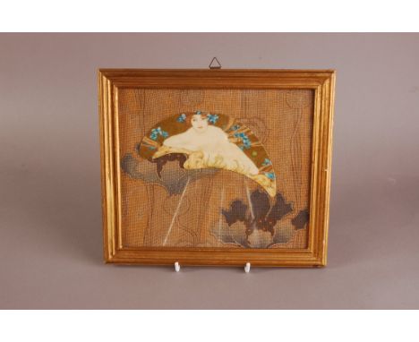 An Art Nouveau period painted ivory panel by G. Lapi, frame 24cm by 27.5cm, the well painted shaped panel depicting young lad