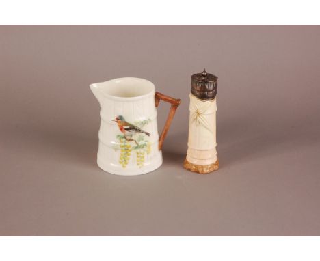 Two early 20th century items of Royal Worcester porcelain, a jug with Chaffinch painted by W. Powell, 9.3cm and a blush ivory