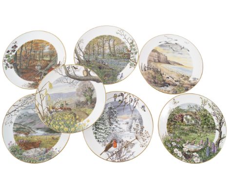GROUP OF SEVEN LIMITED EDITION ROYAL WORCESTER PLATES23 cm. diameter (7)