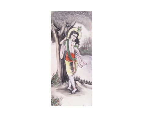 NINETEENTH-CENTURY CONTINENTAL ENAMEL PANEL Depicting a young girl at a well    23 x 10 cm.
