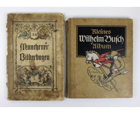 Kleines Wilhelm Busch Album - Sammlung lustiger Bildergeschichten, 1. bis 50 Tsd, Verlag Hermann Klemm Berlin, um 1907, Halbl