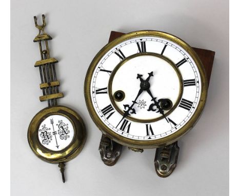 Junghans Uhrwerk mit Pendel, um 1900, Regulatorwerk, zu überholen, Schlag auf Feder, Messinglünette, emailliertes Zifferblatt