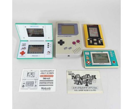 A 1980's Nintendo Game &amp; Watch Donkey Kong JR game, together with a Nintendo Game Boy circa 1989, a Nintendo Bomb Sweeper