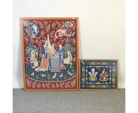 A tapestry, The lady at the Organ, together with another, celebration of marriage of Prince Charles to Lady Diana Spencer, 39