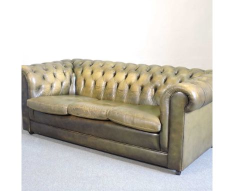 A leather Chesterfield button back sofa, mid 20th century206w x 98d x 76h cm