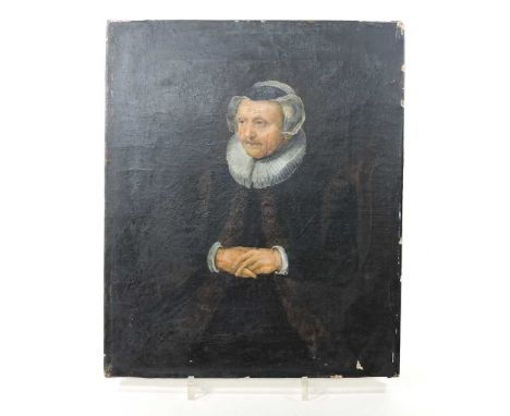 After Rembrandt, 19th century, a portrait of the artist's mother, oil on canvas, 30 x 20cm, unframed