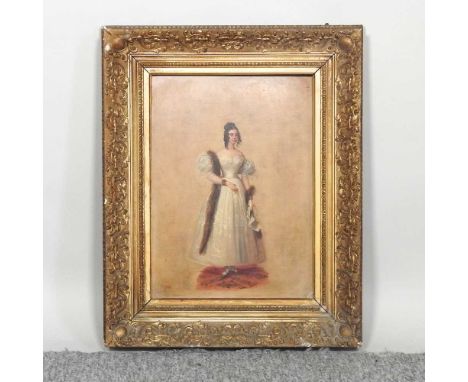 English school, 19th century, portrait of a lady, oil on board, 34 x 25cm