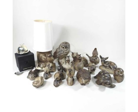 A Poole pottery model of owl, together with other Poole animals and a table lampCondition report: The wren has a chipped beak