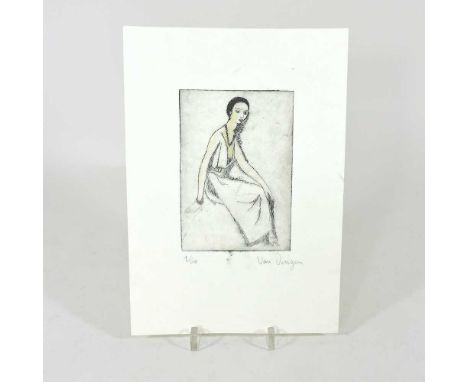 Attributed to Tom Keating, 'After Kees van Dongen', portrait of a lady, signed and numbered in pencil, etching, 13 x 9cm, unf