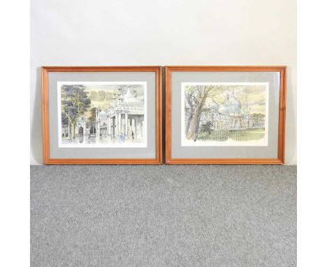 Harry Toothill, 1917-2001, The Royal Pavilion, Brighton, lithograph, signed in pencil, 33 x 47cm, together with another view 