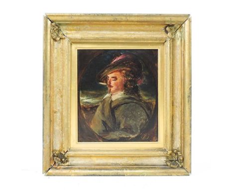 Dutch school, 19th century, portrait of a gentleman, oil on board, 14 x 12cmCondition report: Looks to be a study of a Cavali