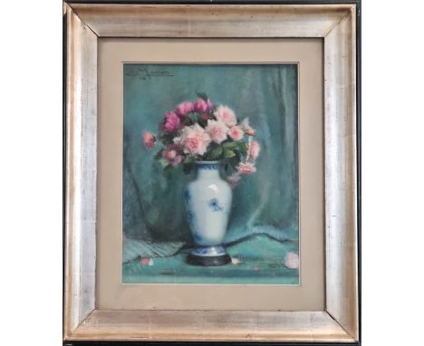 Edouard MASSON (1881-1950) Pastel "bouquet of roses" - Weight: 2.50 kg - Shipping unavailable - Region: Belgique - Sizes: H 3