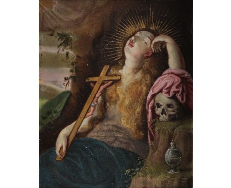 Oil on copper "Mary Magdalene" from 17th century - Weight: 520 g - Shipping available - Region: Europe - Sizes: H 155 MM L 13