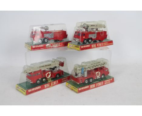 Shinsei Mini Power - Four boxed diecast Japanese Fire Engines in various scales from Shinsei. Lot consists of Shinsei #4101 1