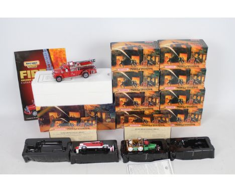 Matchbox Models of Yesteryear -  A fleet of 11 boxed diecast Fire Engines / Vehicles from the Matchbox MOY 'Fire Engine Serie