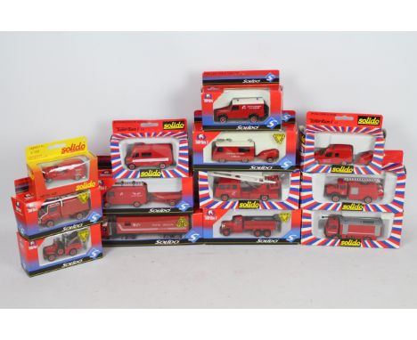Solido - 13 diecast model Fire themed vehicles from Solido. Lot includes Solido #1325 Renault 4TL; #3515 Renault Poste Medica