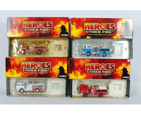 Corgi - Four boxed Premier / Collector Edition diecast 1:50 scale US Fire Engines / Appliances from Corgi Classics 'Heroes Un