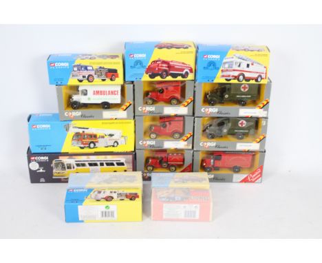 Corgi Classics - 16 boxed diecast fire and Emergency Vehicles from various Corgi ranges. Lot includes #21901 Limited Edition 