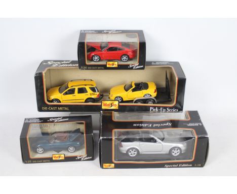 Maisto - 4 x boxed 1:27 1:24 1:26 1:18 scale models featuring Special Edition Pickup Series Mercedes-Benz ML320 &amp; Mercede