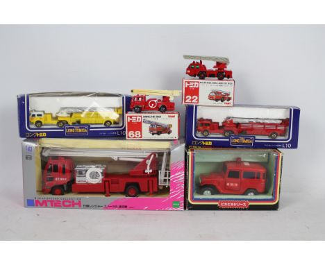 MTech, Tomy Long Tomica, Tomy, Other - A boxed collection of Japanese Fire Engines in various scales. Lot includes Mtech 1:43