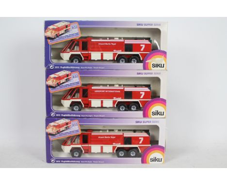Siku - Three boxed variants of Siku #3513 1:55 Rosenbauer Airport Fire Engine. Lot consists of models in the livery of 'Berli