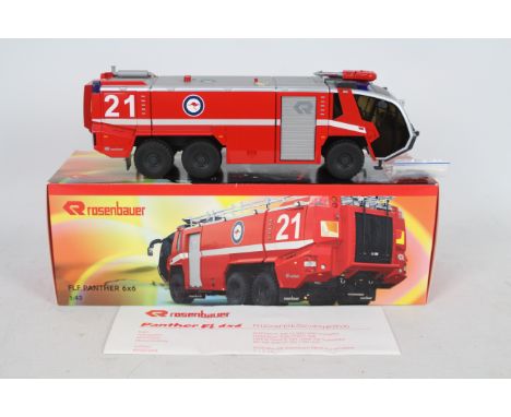 Wiking - A boxed diecast Wiking 1:43 scale Rosenbauer Panther 6x6 FLF ARFF (Airport Rescue and Fire Fighting) Vehicle. The mo