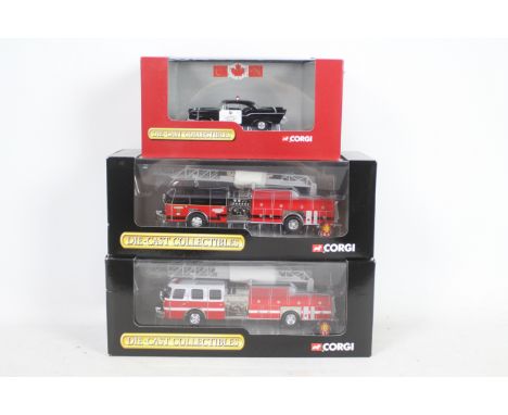 Corgi - Three boxed diecast vehicles from Corgi's 'Diecast Collectibles' North American Fire Apparatus series. Lot consists o