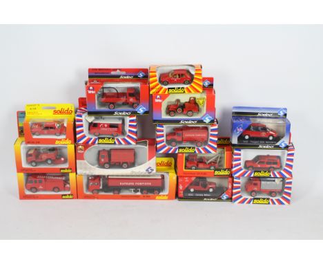 Solido - 15 boxed diecast model Fire Appliance / Vehicles from Solido. Lot includes #3509 Renault Tanker; #2119 Rancho Pompie