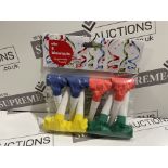 PALLET TO INCLUDE 500 X BRAND NEW PACKS OF 8 ASSORTED PARTY BLOWERS R4.1
