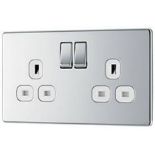 40 X BRAND NEW GOODHOME CHROME EFFECT DOUBLE 13A GLOSS SILVER SOCKET 2 POLES R8.2