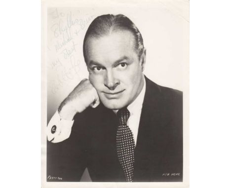 Bob Hope signed 10 x 8 sepia photo. Nice sepia portrait photo signed by the actor, singer and entertainer.  Good condition.  