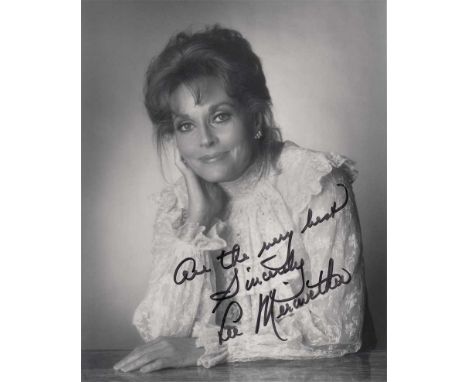 Lee Meriwether signed 10 x 8 black and white photo. Lovely portrait photo of the actress, best known for portraying Catwomen 