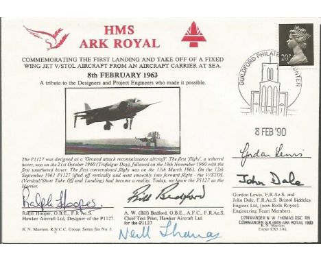 P1127 Development Team signed cover. Marriott Navy cover, Series 6 No. 5 HMS Ark Royal Commemorating the First Landing and Ta