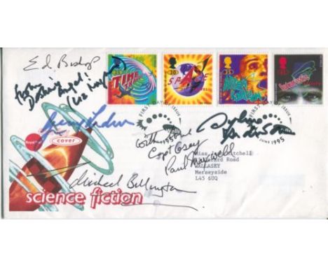 Thunderbirds: 1995 Science Fiction Fdc Signed By Several Stars Of Thunderbirds/Captain Scarlet And Many Other Of The Animated