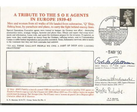 Odette Hallowes and Maurice Buckmaster signed cover. Marriott Navy cover, Series 6 No. 6 A Tribute to the SOE Agents in Europ