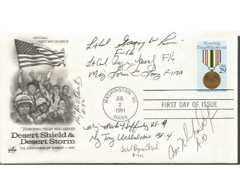 Honouring Those Who Served Desert Signed 8 U S A F Gulf Participants. 2 Jul 1991 Washington DC  FDI  Postmark on Honouring Th