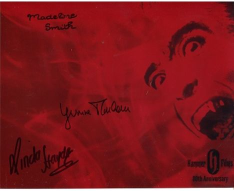Hammer Movies Multi-Signed: 8X10 Photo Signed By Hammer Horror Movie Stars Madeline Smith, Yvonne Monlaur And Linda Hayden Go