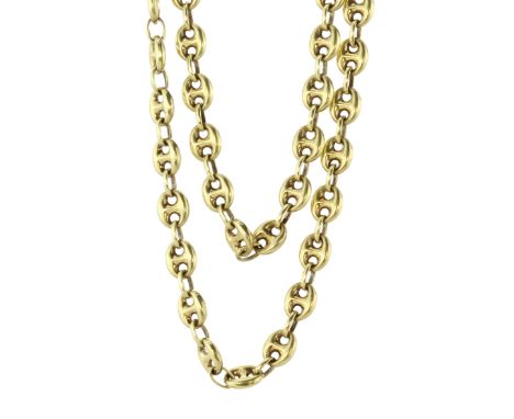 A vintage Gucci style mariner link chain necklace in 18ct yellow gold sixty-five mariner links with joining rings. Length 71c