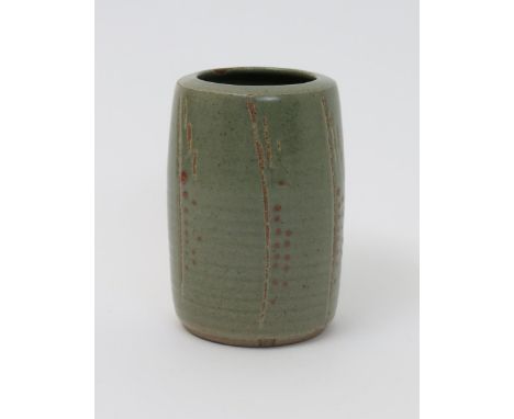 David Leach OBE (1911-2005), attributed a Lowerdown Pottery vase, slightly swollen cylindrical form with inverted top rim, re