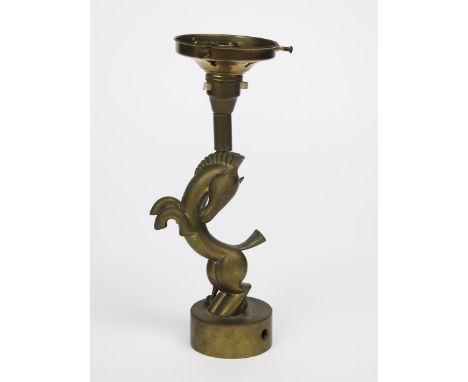A brass lamp probably by Rena Rosenthal, modelled as a stylised rearing horse, unsigned, 28cm. high