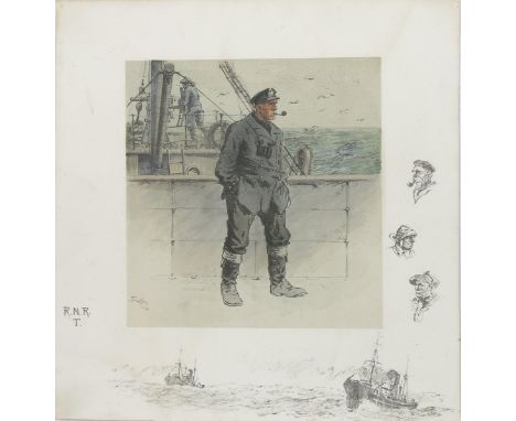 'Snaffles' Charles Johnson Payne (1884-1967)  R.N.R.T. 1916  print highlighted in colour, laid on board  eight other various 
