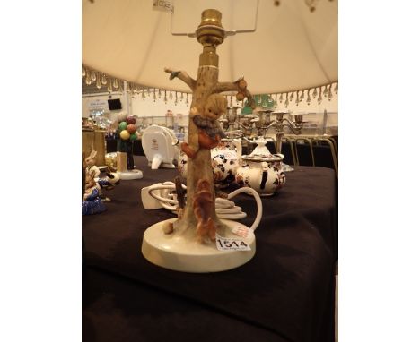 Hummel table lamp with boy and dog, H: 29 cm